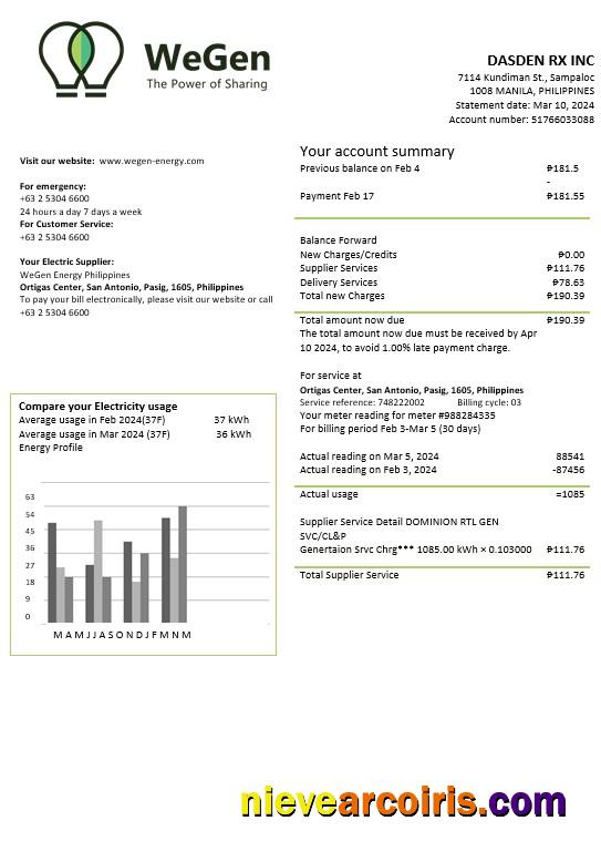 Philippines WeGen Energy Philippines business utility bill